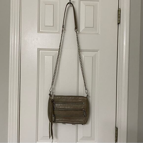 REBECCA MINKOFF • Tan + Silver Snakeskin Fringe Leopard Crossbody Bag - Picture 2 of 11